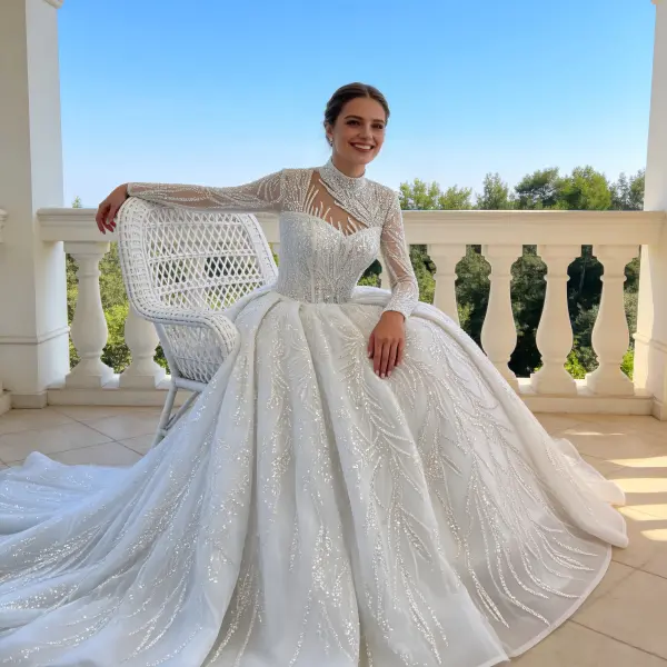 Custom Made Ball Gown Wedding Dress Lace Corset Back Wholesale Bridal Gown